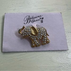 Bellissima Choice Rhinestones Gold Elephant Pin Vintage